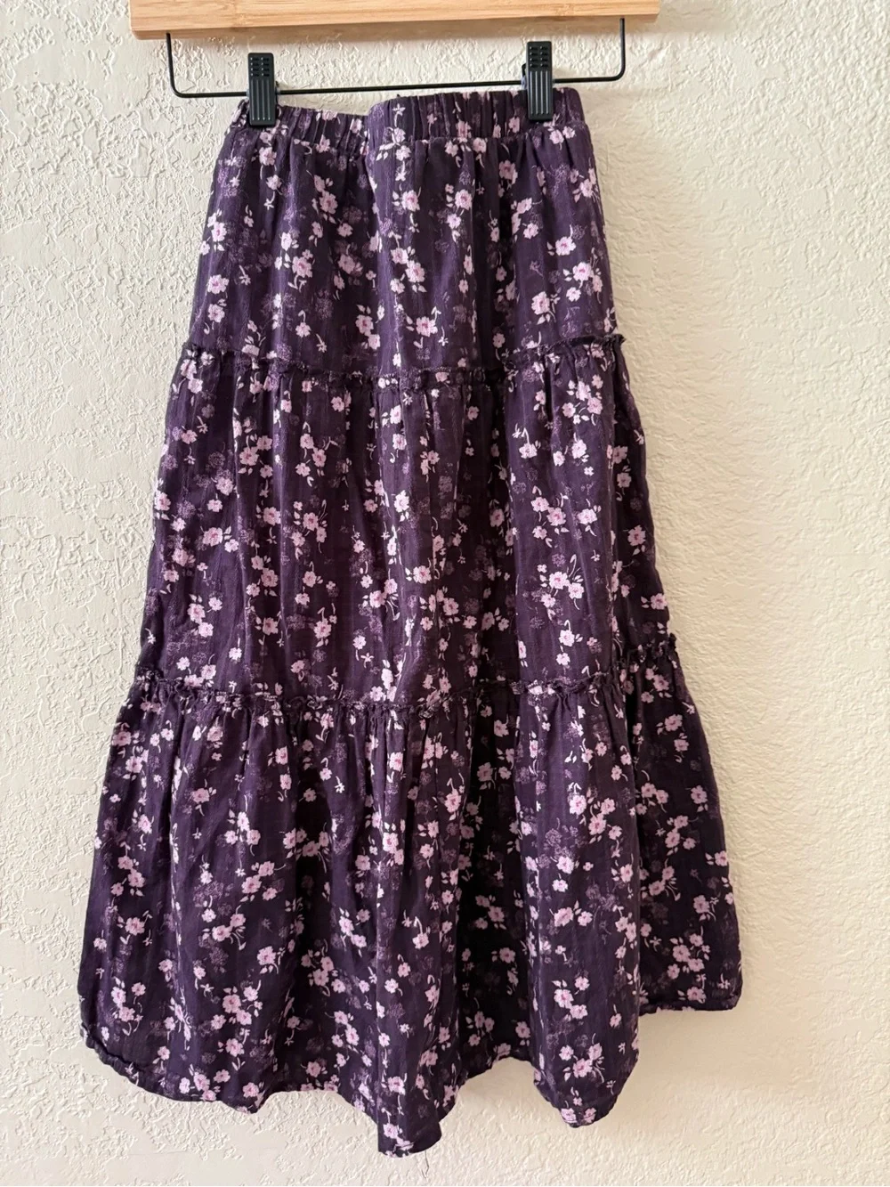 🌸Treasure & Bond🌸 Kids Purple Floral Tiered Maxi Skirt. Size 7/8